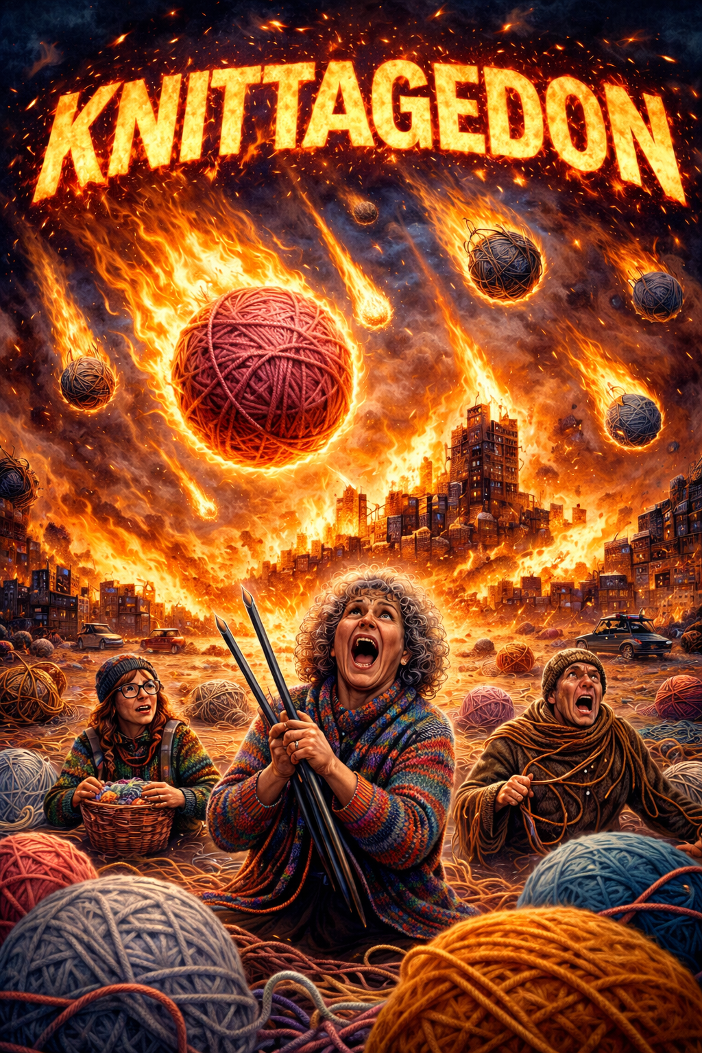 Armaggeddon with fiery knitting ball astroids